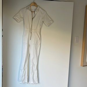 Xxs Mango white denim jumpsuit